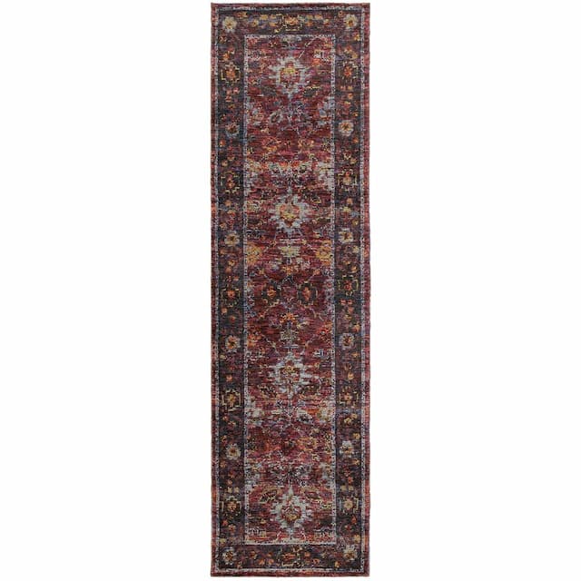 Andorra 7153A Red/ Purple Indoor Area Rug - 2'3" x 8'