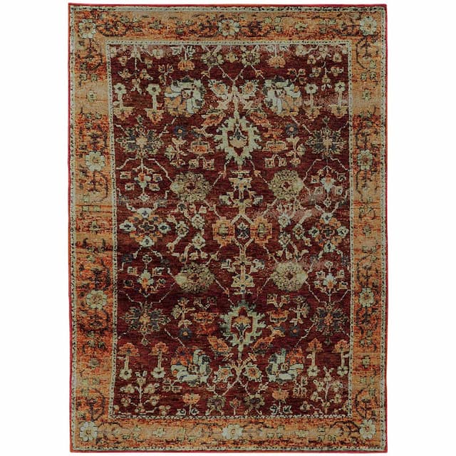 Andorra 7154A Red/ Gold Indoor Area Rug - 10' x 13'2"