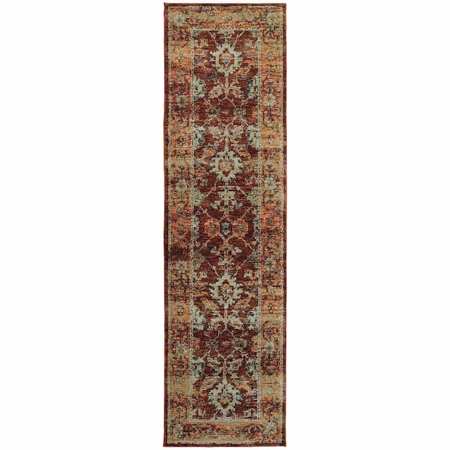 Andorra 7154A Red/ Gold Indoor Area Rug - 2'3" x 8'