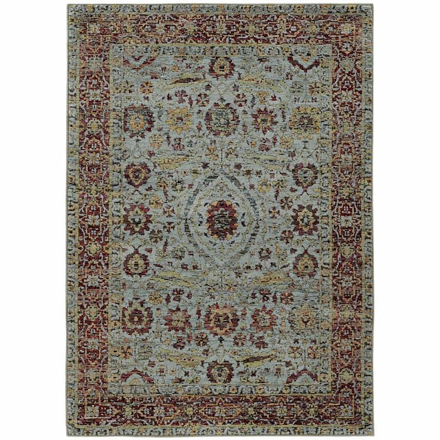 Andorra 7155A Blue/ Red Indoor Area Rug - 10' x 13'2"