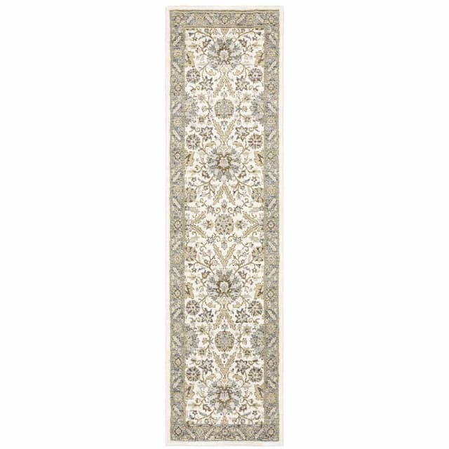 Andorra 8918I Stone/ Ivory Indoor Area Rug - 2'3" x 8'