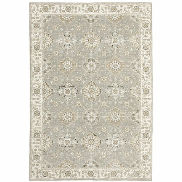 Andorra 8929H Grey/ Ivory Indoor Area Rug - 10' x 13'2"