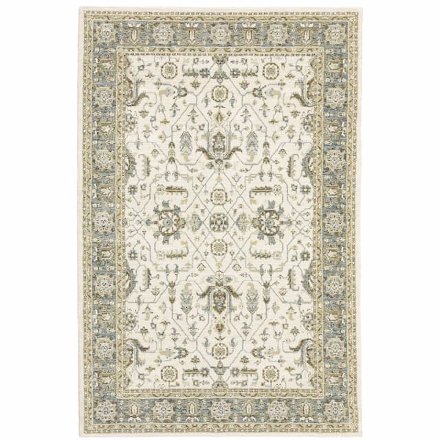 Andorra 9537P Ivory/ Grey Indoor Area Rug - 10' x 13'2"