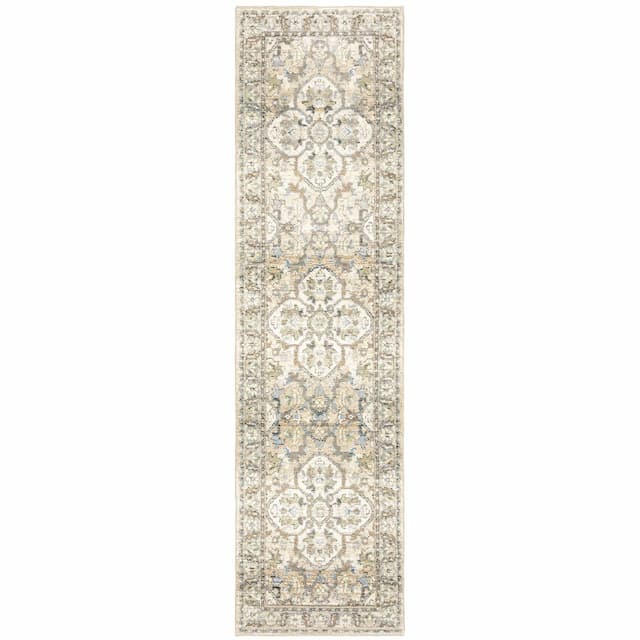 Andorra 9818G Beige/ Ivory Indoor Area Rug - 2'3" x 8'