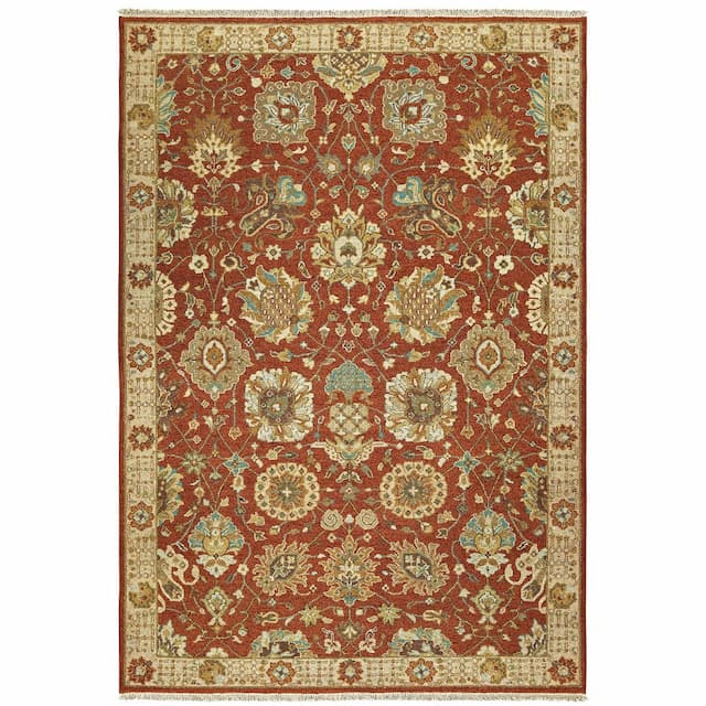 Angora 12303 Rust/ Ivory Hand-crafted Wool Area Rug - 10' x 14'