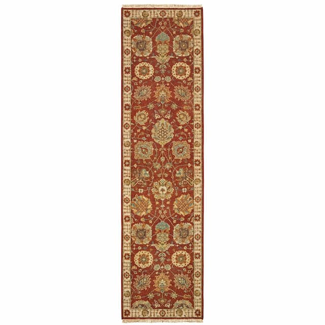 Angora 12303 Rust/ Ivory Hand-crafted Wool Area Rug - 2'6" x 10'