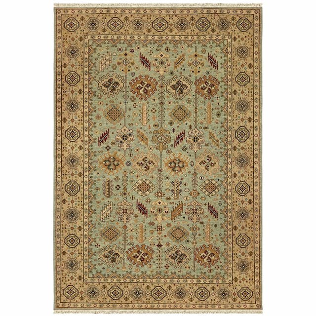 Angora 12305 Blue/ Ivory Hand-crafted Wool Area Rug - 10' x 14'