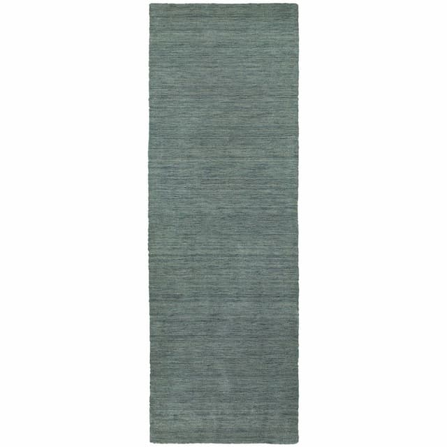 Aniston 27101 Blue Hand-crafted Wool Area Rug - 2'6" x 8'