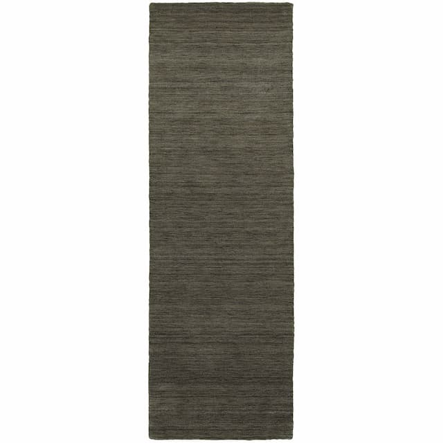 Aniston 27102 Charcoal Hand-crafted Wool Area Rug - 2'6" x 8'