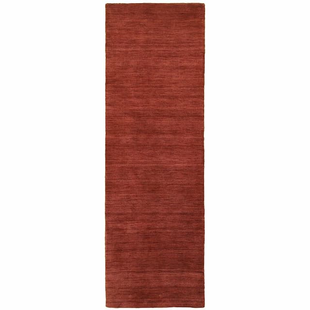 Aniston 27103 Red Hand-crafted Wool Area Rug - 2'6" x 8'