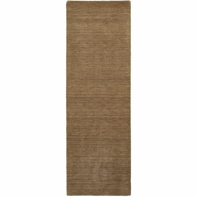 Aniston 27104 Tan Hand-crafted Wool Area Rug - 2'6" x 8'