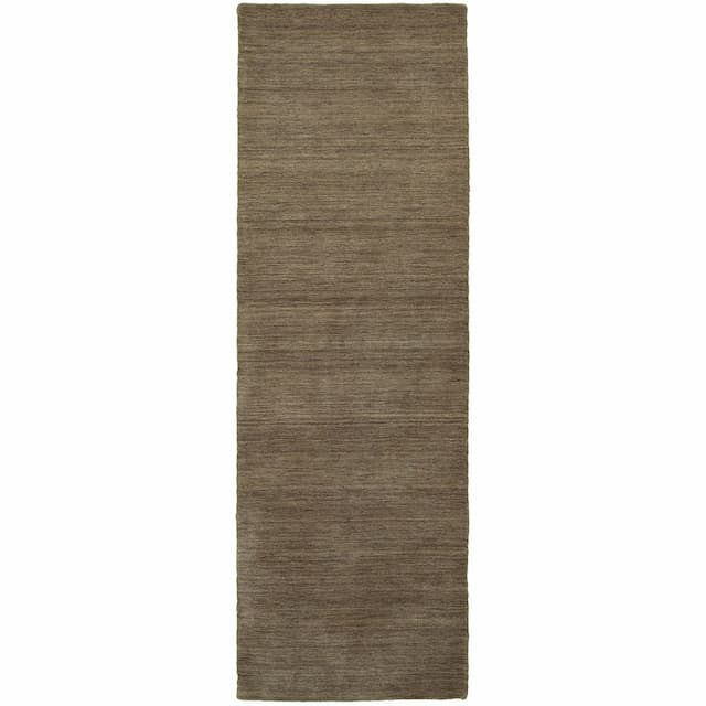 Aniston 27105 Green Hand-crafted Wool Area Rug - 2'6" x 8'