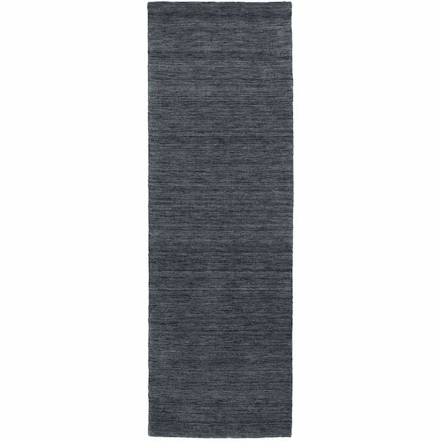 Aniston 27106 Navy Hand-crafted Wool Area Rug - 2'6" x 8'