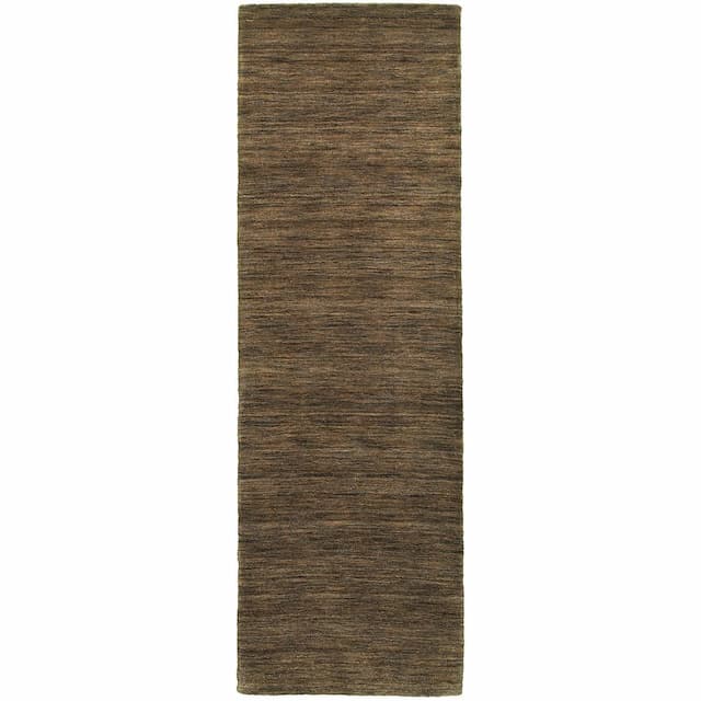 Aniston 27109 Brown Hand-crafted Wool Area Rug - 2'6" x 8'