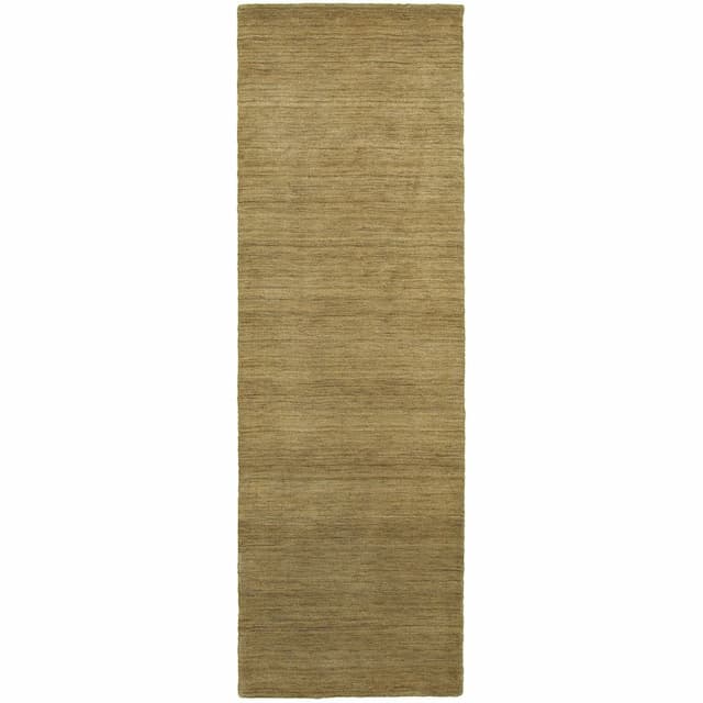 Aniston 27110 Gold Hand-crafted Wool Area Rug - 2'6" x 8'