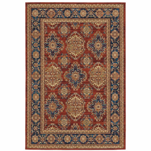 Ankara 1802R Red/ Blue Indoor Area Rug - 9'10" x 12'10"