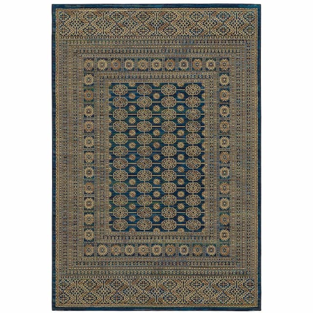 Ankara 602K5 Blue/ Gold Indoor Area Rug - 5'3" x 7'6"