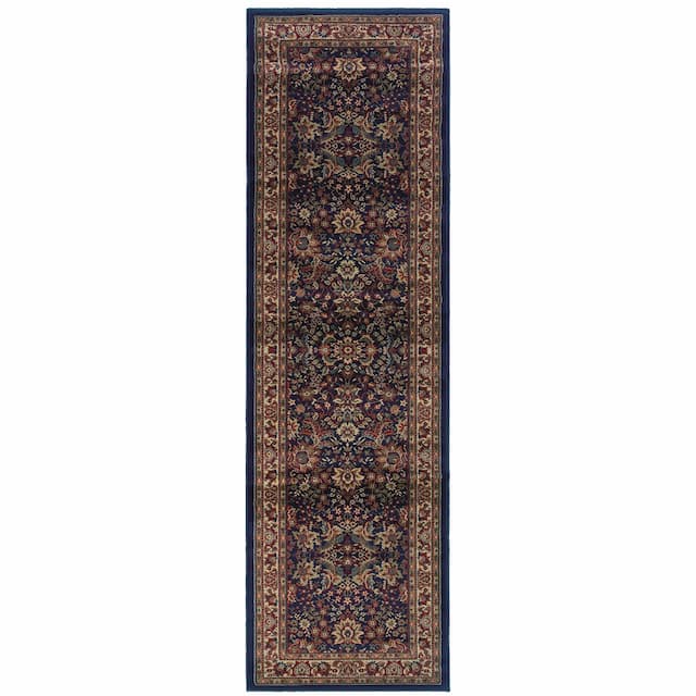 Ariana 113B2 Blue/ Red Indoor Area Rug - 2'7" x 9'4"