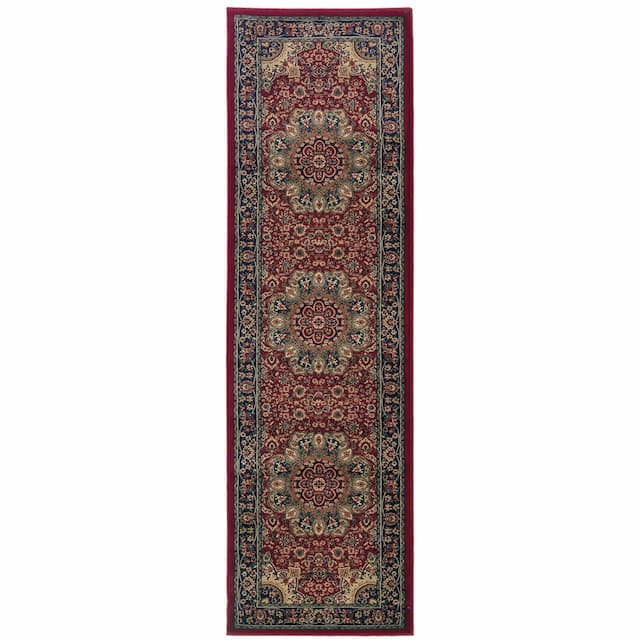 Ariana 116R3 Red/ Blue Indoor Area Rug - 2'7" x 9'4"