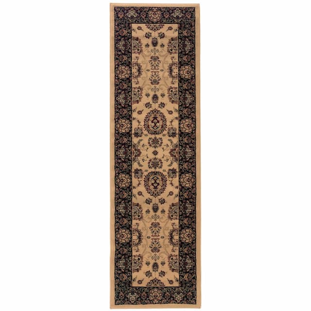 Ariana 130/7 Ivory/ Black Indoor Area Rug - 2'3" x 7'9"