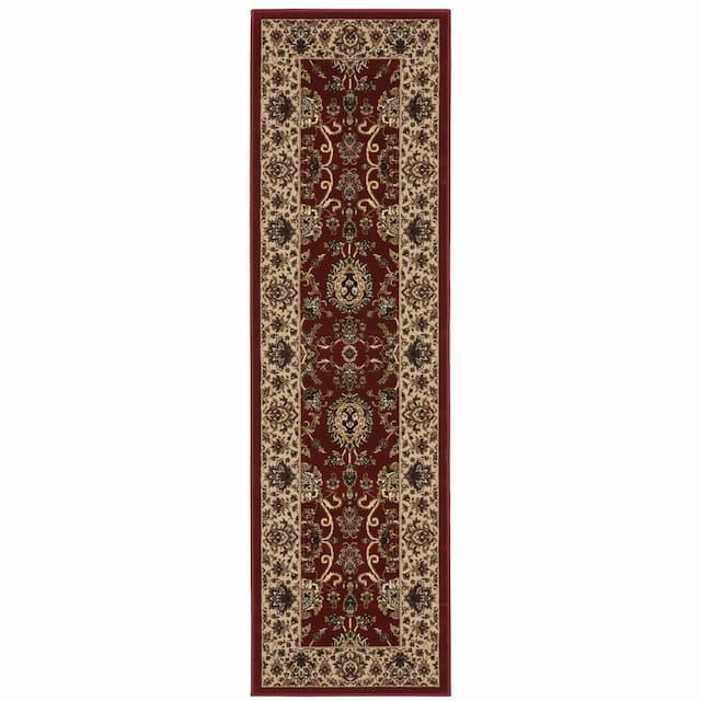 Ariana 130/8 Red/ Ivory Indoor Area Rug - 2'3" x 7'9"