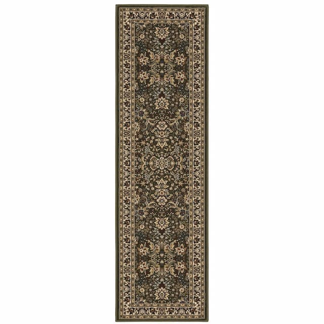 Ariana 213G8 Green/ Ivory Indoor Area Rug - 2'3" x 7'9"