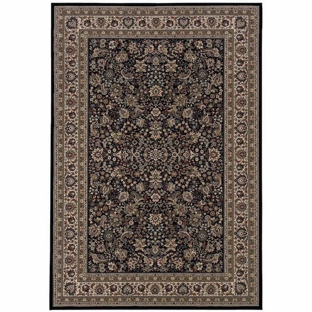 Ariana 213K8 Black/ Ivory Indoor Area Rug - 10' x 12'7"