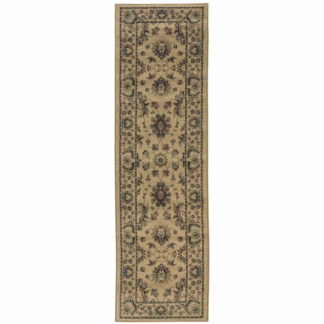 Ariana 311I3 Ivory/ Green Indoor Area Rug - 2'3" x 7'9"