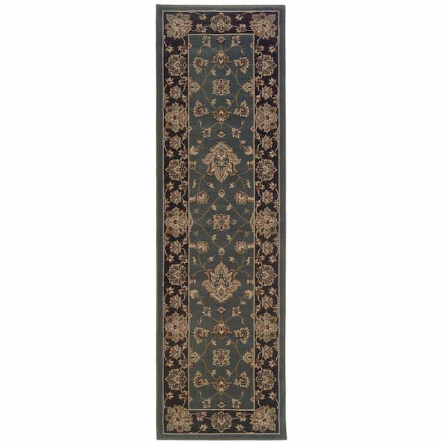 Ariana 623H3 Blue/ Black Indoor Area Rug - 2'3" x 7'9"