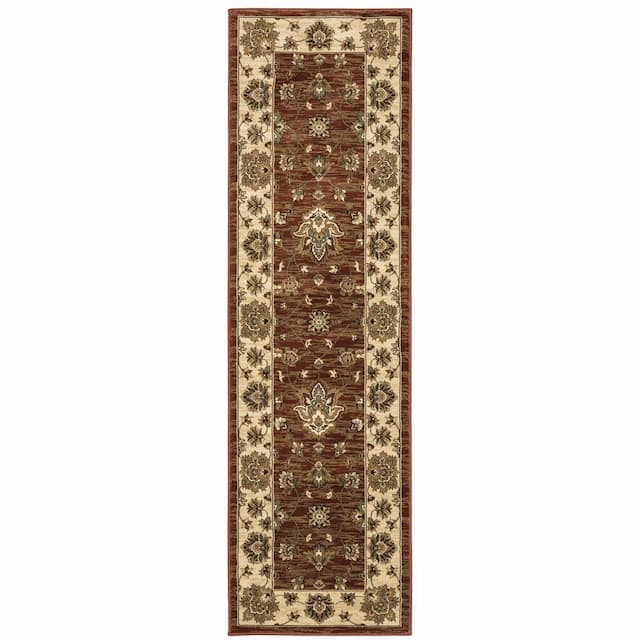 Ariana 623V3 Red/ Ivory Indoor Area Rug - 2'3" x 7'9"