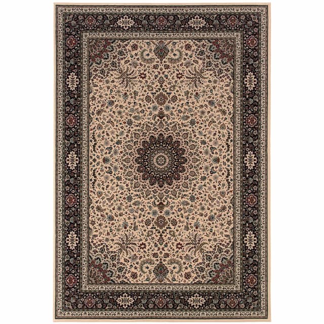 Ariana 095I8 Ivory/ Black Indoor Area Rug - 10' x 12'7"