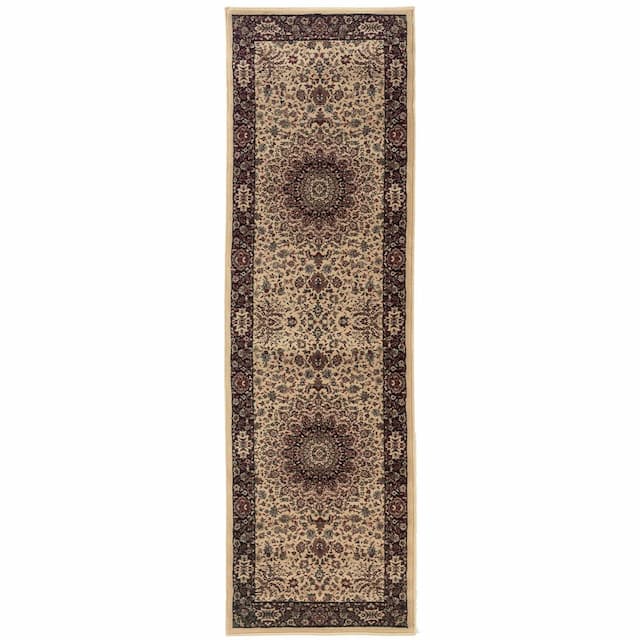 Ariana 095I8 Ivory/ Black Indoor Area Rug - 2'3" x 7'9"