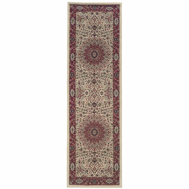 Ariana 095J3 Ivory/ Red Indoor Area Rug - 2'7" x 9'4"