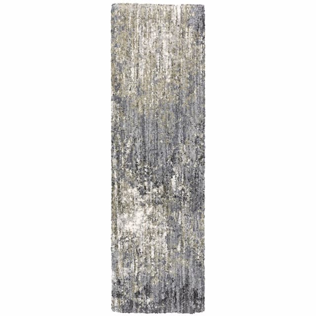 Aspen 2060W Grey/ Ivory Indoor Area Rug - 2'3" x 7'6"