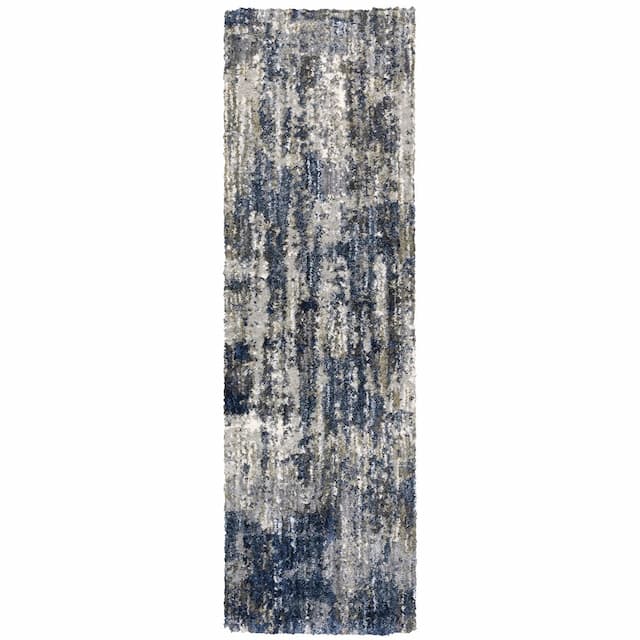 Aspen 2061L Grey/ Blue Indoor Area Rug - 2'3" x 7'6"