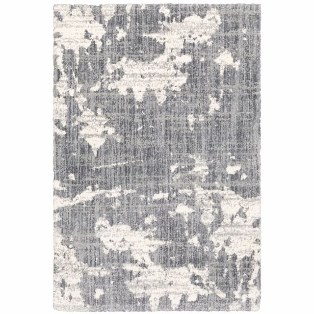 Aspen 003H9 Grey/ Ivory Indoor Area Rug - 3'10" x 5'5"