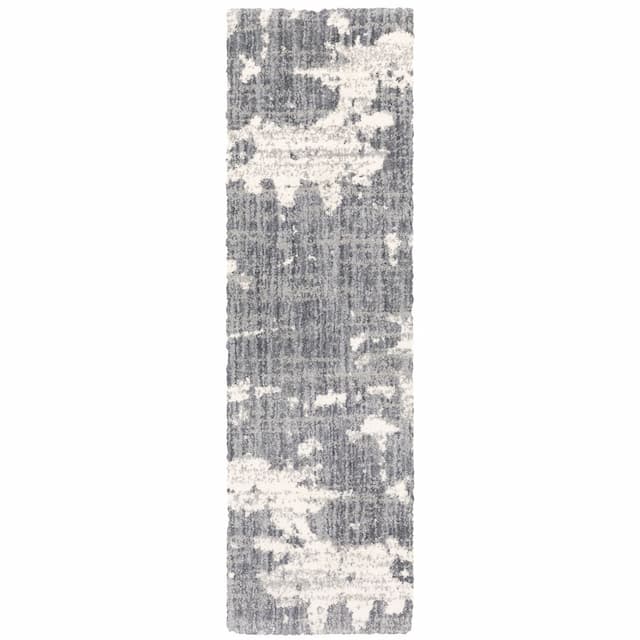 Aspen 003H9 Grey/ Ivory Indoor Area Rug - 2'3" x 7'6"