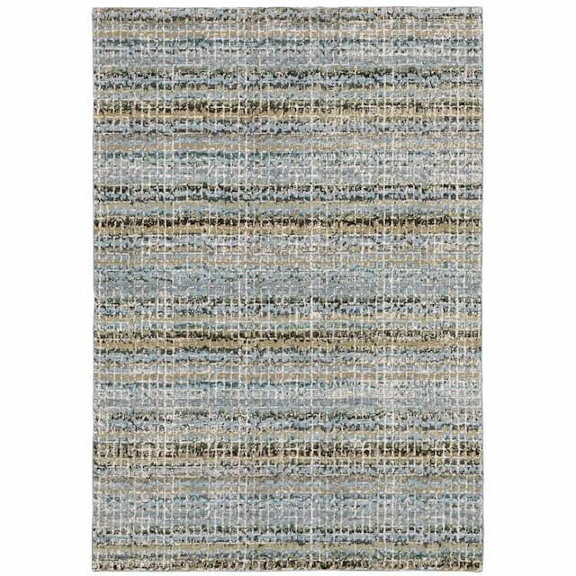 Atlas 747B0 Blue/ Green Indoor Area Rug - 10' x 13'2"