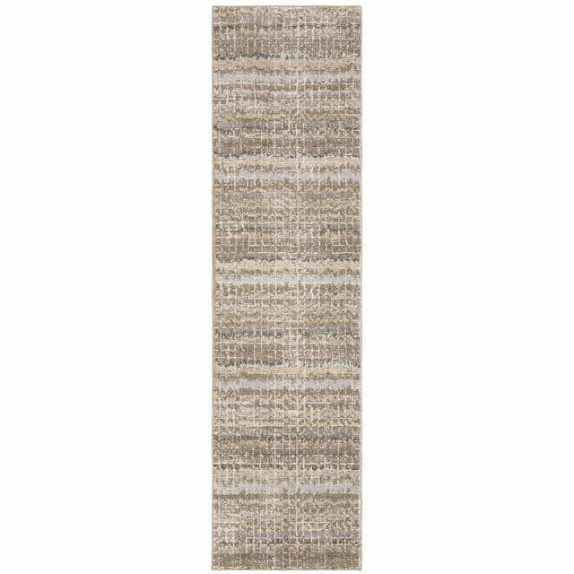 Atlas 747E0 Ivory/ Grey Indoor Area Rug - 2'3" x 8'