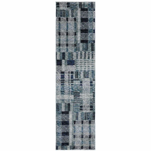 Atlas 752B0 Blue Indoor Area Rug - 2'3" x 8'