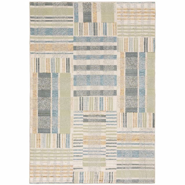 Atlas 752E0 Blue/ Green Indoor Area Rug - 10' x 13'2"