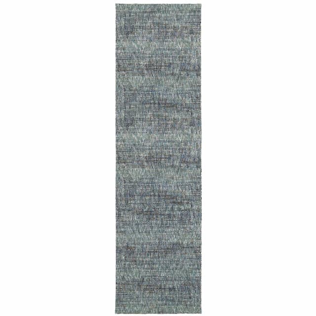 Atlas 8033J Blue/ Grey Indoor Area Rug - 2'3" x 8'