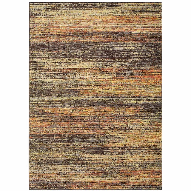 Atlas 8037C Gold/ Charcoal Indoor Area Rug - 10' x 13'2"