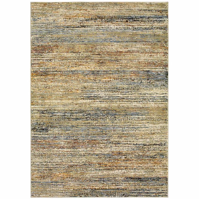 Atlas 8037J Gold/ Green Indoor Area Rug - 10' x 13'2"