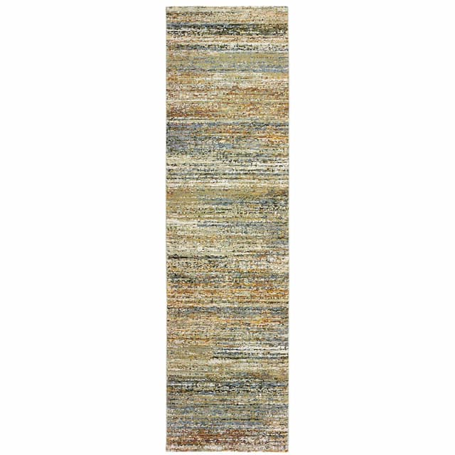 Atlas 8037J Gold/ Green Indoor Area Rug - 2'3" x 8'