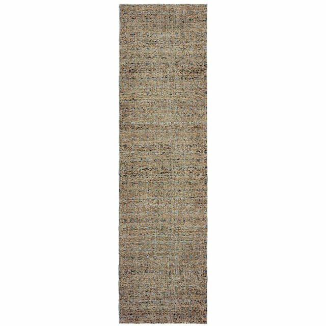 Atlas 8048B Blue/ Gold Indoor Area Rug - 2'3" x 8'