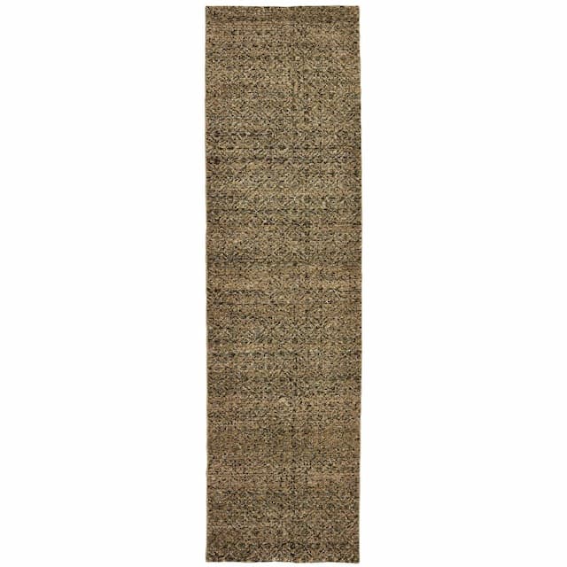 Atlas 8048P Green/ Gold Indoor Area Rug - 2'3" x 8'