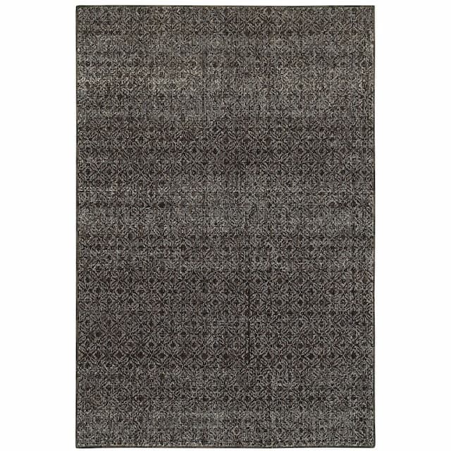 Atlas 8048Q Black/ Grey Indoor Area Rug - 10' x 13'2"