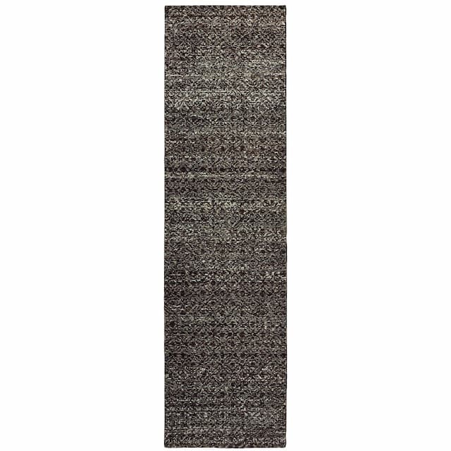 Atlas 8048Q Black/ Grey Indoor Area Rug - 2'3" x 8'