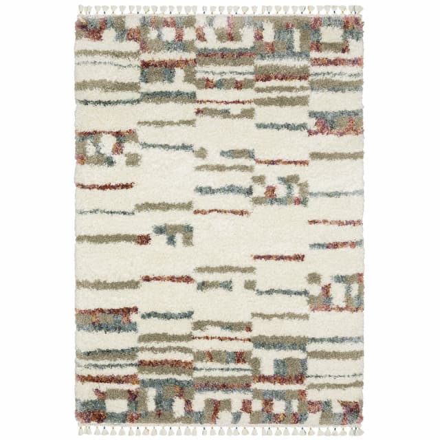 Axis AX06A Ivory/ Multi Indoor Area Rug - 3'10" x 5'5"